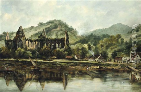 View Of Tintern Abbey On The Wye Oil Painting - Frederick Waters Watts