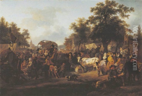 Le Village En Fete Oil Painting - Jean-Louis Demarne