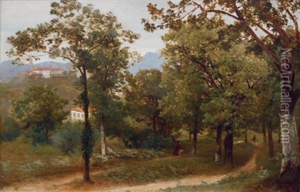 Italian Landscape Oil Painting - Johann Valentin Ruths