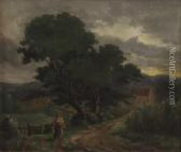 Figure In A Landscape Oil Painting - William Henry Walker