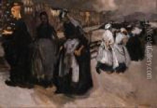 Waspitten Op Het Rokin, Amsterdam Oil Painting - George Hendrik Breitner