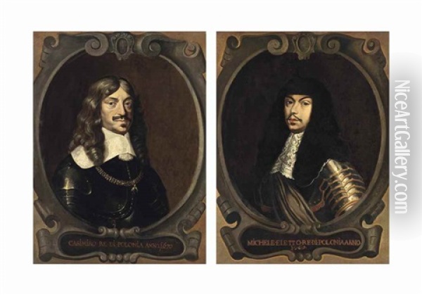 Portrait Of John Ii Casimir (1609-1672), King Of Poland And Grand Duke Of Lithuania; And Michael I (1640-1673), King Of Poland And Grand Duke Of Lithuania Oil Painting - Daniel (Georg D.) Schultz