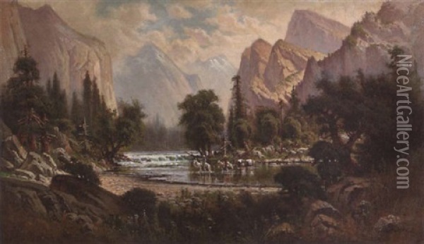 Crossing The River Oil Painting - Deidrich Henry Gremke