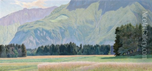 Rhone-landschaft Bei Villeneuve Oil Painting - Frederic Rouge