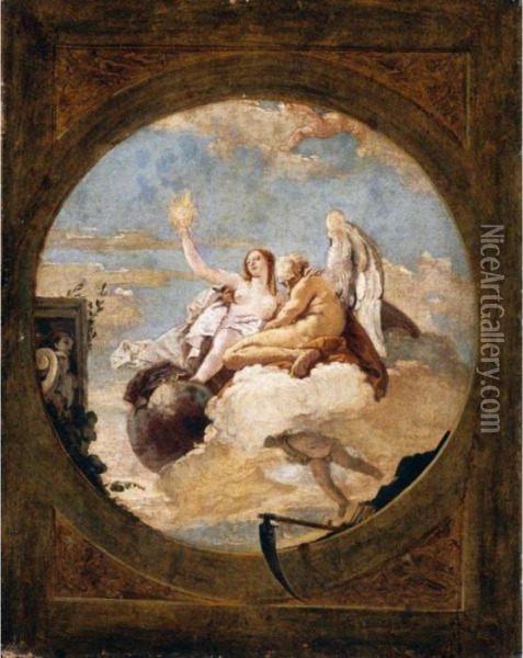 Time Discovering Truth Oil Painting - Giovanni Battista Tiepolo