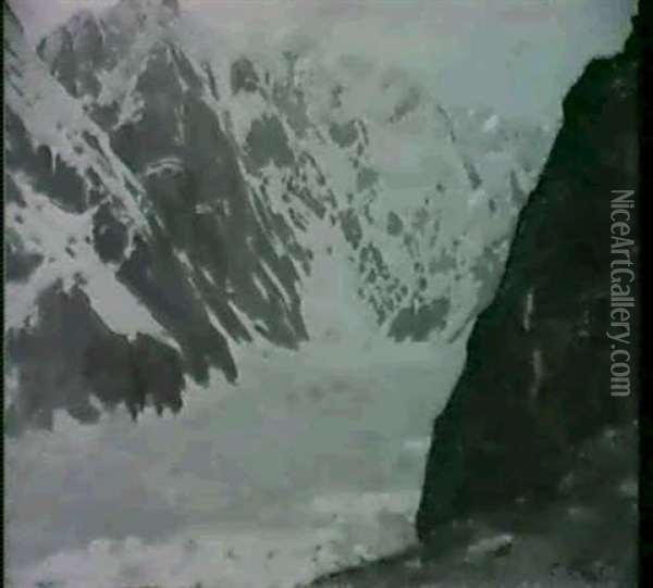 Monte Bianco, Ghiacciaio Oil Painting - Cesare Viazzi