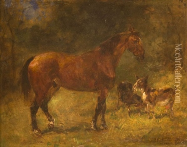 Cheval Et Chevre Au Pre Oil Painting - John Lewis Brown