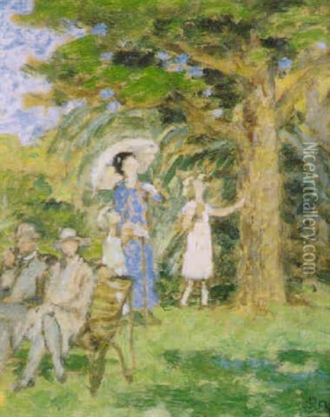 In The Botanical Gardens, Melbourne Oil Painting - Rupert Bunny
