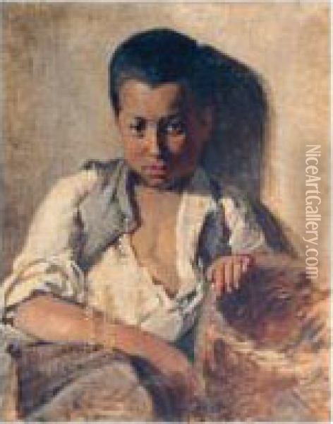 Portrait Of A Boy Oil Painting - Pericles Pantazis