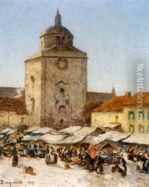 Place De Mrche Anime Oil Painting - Louis Braquaval