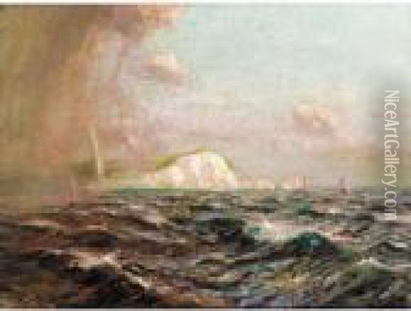 Evening Shower Off The Needles Oil Painting - Julius Olsson