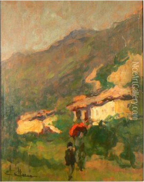 Giornata Piovosa Oil Painting - Achille Cattaneo