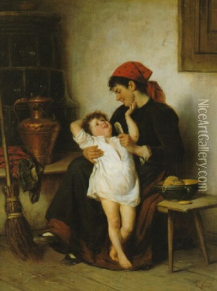 Mutter Mit Kind Oil Painting - Rudolf Epp