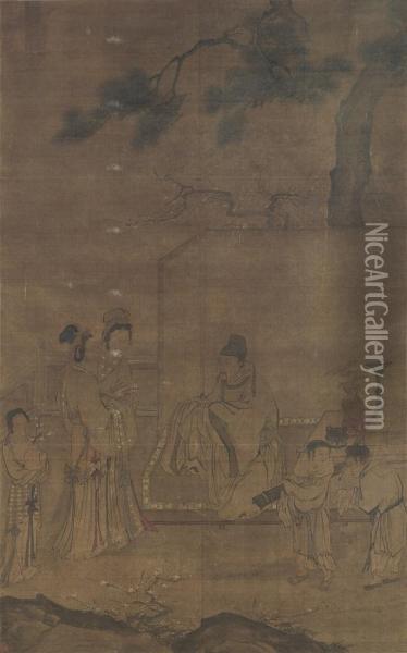 Meeting In The Plum Garden Oil Painting - Zhang Guan