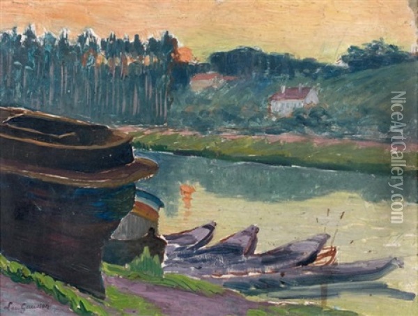 Bord D'etang Aux Barques Oil Painting - Leo Gausson