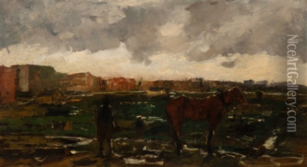 Na Den Regen (bouwterrein Ten Noorden Van De Overtoom, Amsterdam) Oil Painting - George Hendrik Breitner