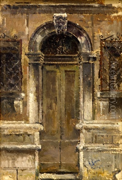 Puerta De Venecia Oil Painting - Antonio Maria de Reyna Manescau