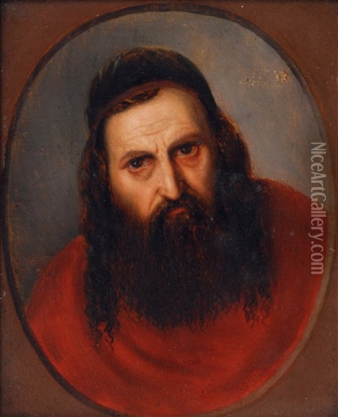 A Russian Rabbi (+ Another; 2 Works) Oil Painting - Alois Heinrich Priechenfried
