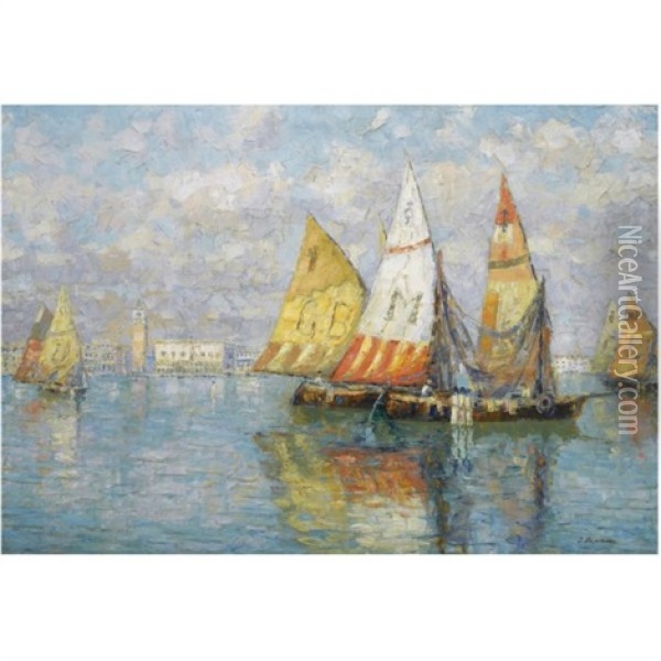 View Of Venice Oil Painting - Georgi Alexandrovich Lapchine