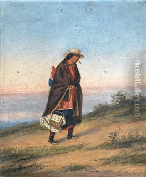 The Basket Seller Oil Painting - Cornelius David Krieghoff