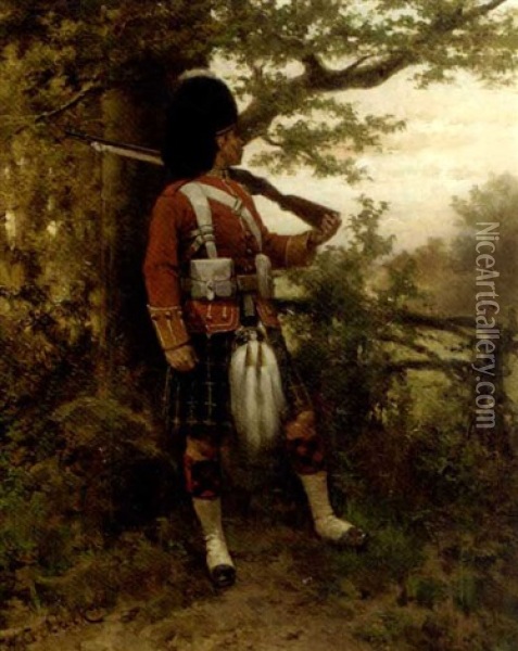 An Argyle And Sutherland Highlander Oil Painting - Hermanus Willem Koekkoek