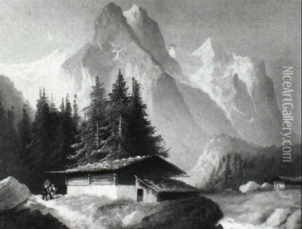 Well- Und Wetterhorn Oil Painting - Hubert Sattler