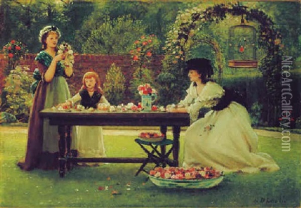 A Feast Of Roses Oil Painting - George Dunlop Leslie