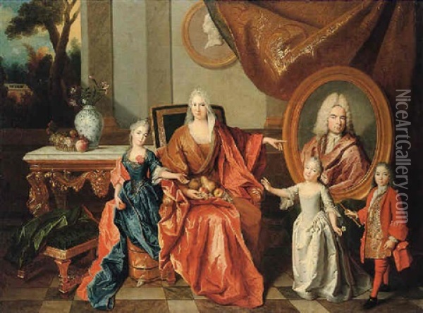 Portrait Of The Bocquet D'anthenay Family Oil Painting - Nicolas de Largilliere