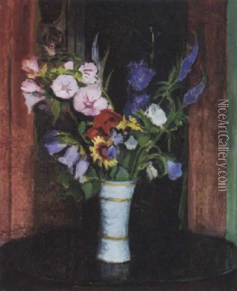 Une Vase Des Fleurs Oil Painting - Jean Hippolyte Marchand