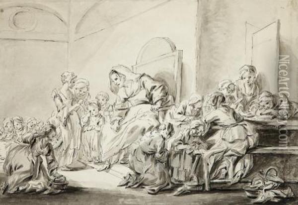 La Maitresse D'ecole Oil Painting - Jean Baptiste Greuze