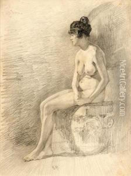 Nudo Di Donna Seduta Oil Painting - Giuseppe Micali