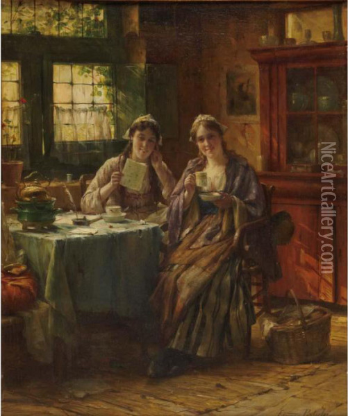 The Letter Oil Painting - Edward Antoon Portielje