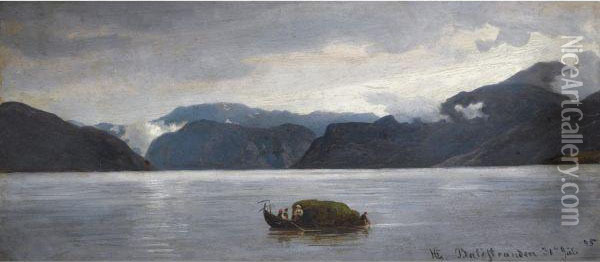 Fra Balestrand (view From Balestrand) Oil Painting - Hans Fredrik Gude