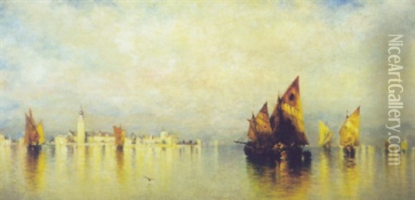 The Venetian Lagoon Oil Painting - Andrew Fisher Bunner