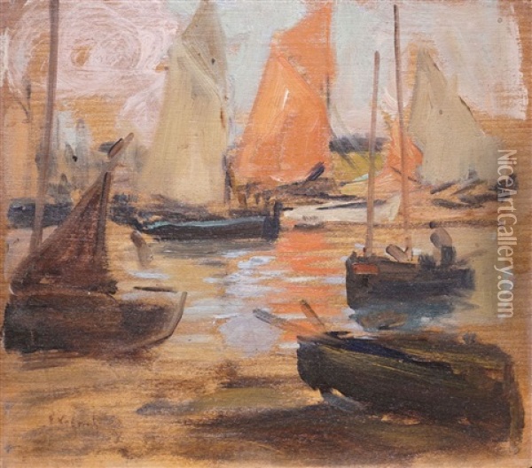 Port A La Voile Rouge Oil Painting - Fernand Marie Eugene Legout-Gerard