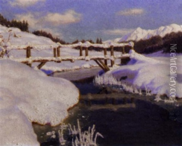 Soleil Sur La Neige, Suisse Oil Painting - Ivan Fedorovich Choultse