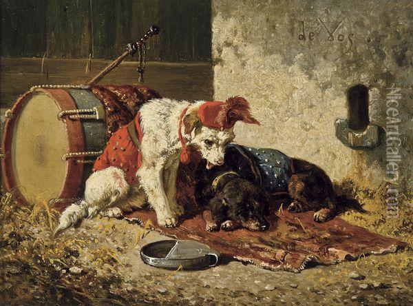 Repos Des Chiens Du Saltimbanque Oil Painting - Vincent de Vos