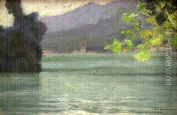 Reflets Sur Le Lac D'annecy, Matin D'automne Oil Painting - Victor Charreton