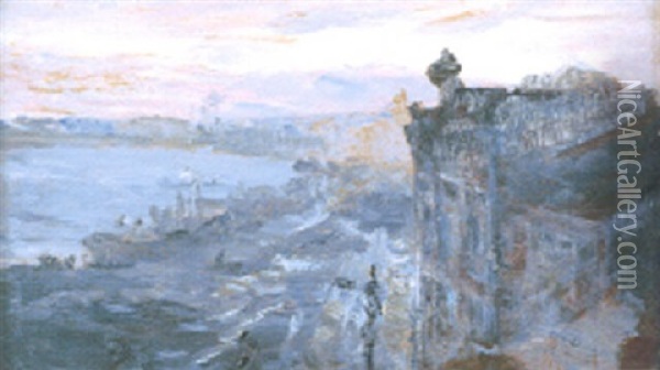 Vy Over Floden Neva Oil Painting - Ilya Repin