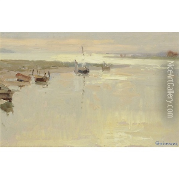 Barche In Laguna Oil Painting - Guido Grimani