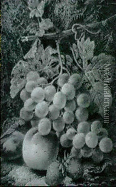 Still Life Of Grapes, Strawberries, A Peach And A Plum Oil Painting - Oliver Clare