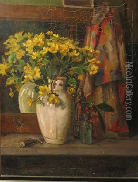 Still Life With Yellow Flowers Oil Painting - Frans David Oerder