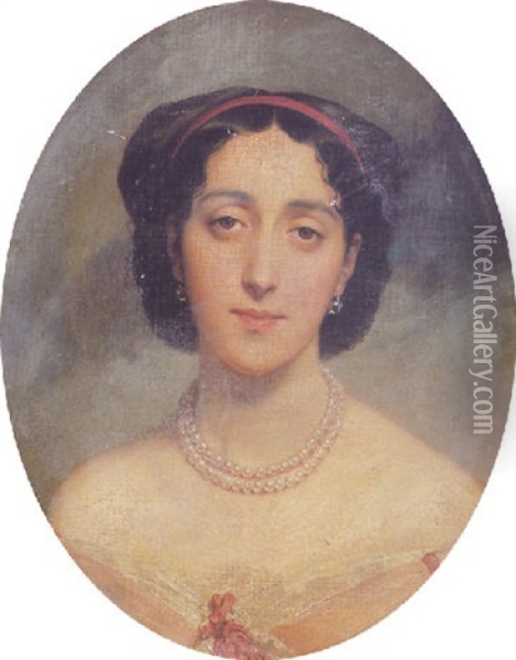 Portrait De Femme Oil Painting - Edouard Louis Dubufe