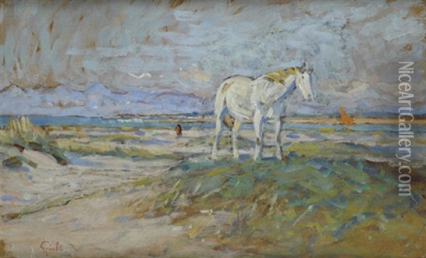 Cavallo Sulla Spiaggia Oil Painting - Luigi Gioli