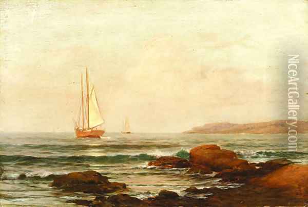 Sailing by the Coast Oil Painting - Warren W. Sheppard