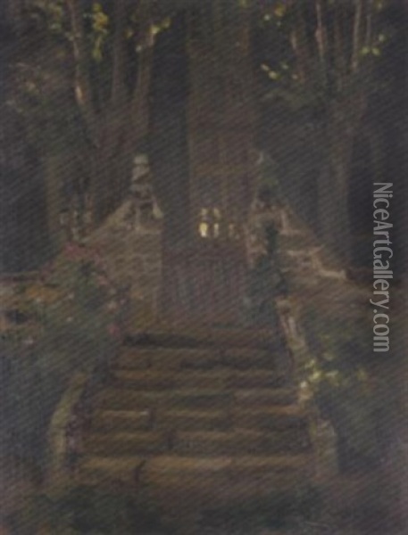 The Garden Steps Oil Painting - Norman Garstin