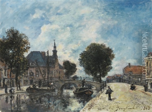 Le Spui A La Haye Oil Painting - Johan Barthold Jongkind