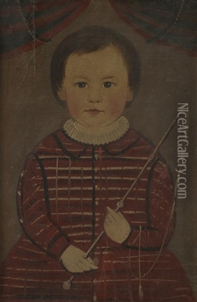 Portrait Of A Boy In Red Plaid With Whip Oil Painting - William Matthew Prior