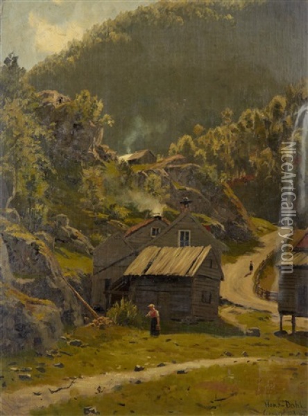 View Of Evanger Oil Painting - Hans Dahl