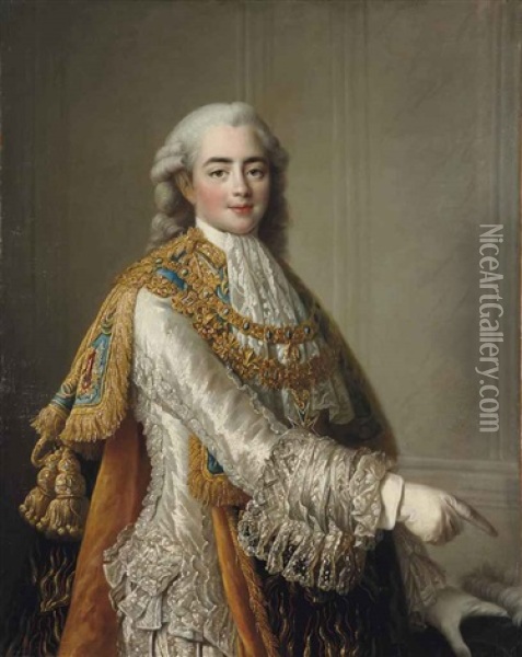 Portrait De Louis-stanislas-xavier, Comte De Provence Oil Painting - Francois Hubert Drouais
